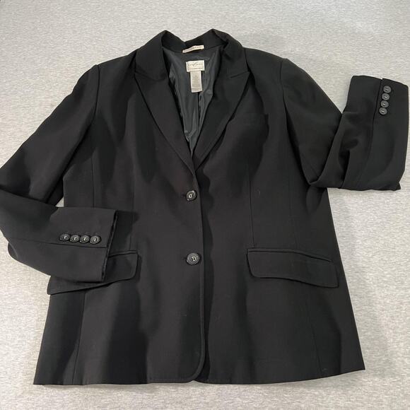 Emma James Blazer Womens 18 Black Stretch Two Button Career Office Jacket Coat - Picture 1 of 16